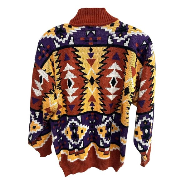 Vintage MCII Southwest Style Geometric Pattern Mock Neck Sweater Sz Medium - Picture 2 of 9